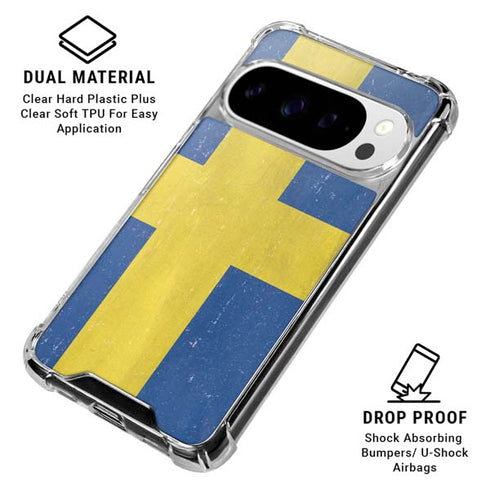 Sweden Flag Distressed Google Pixel 10 Pro Clear Case